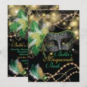 仮面パーティー誕生日イベント招待状 招待状 (正面/裏面)