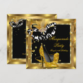 仮面パーティー誕生日マスク ワイルドゴールドヒール 招待状 (正面/裏面)