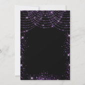 仮面パーティー ブラック パープル グリッター マスク 招待状 (裏面)