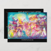 仮面パーティー、マーディ・グラスマスク、ダンス、音楽 インビテーションポストカード (正面/裏面)