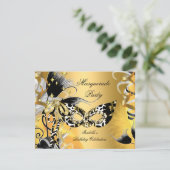 仮面パーティー 誕生日 ワイルド マスク ブラック ゴールド 2 招待状 (スタンド正面)