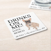 仮面フレンキフランスのブルドッグ結婚ズ スクエアペーパーコースター (アングル)