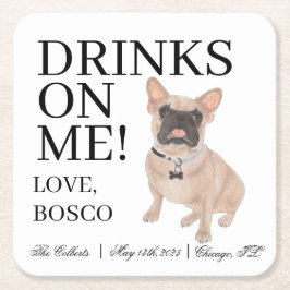 仮面フレンキフランスのブルドッグ結婚ズ スクエアペーパーコースター