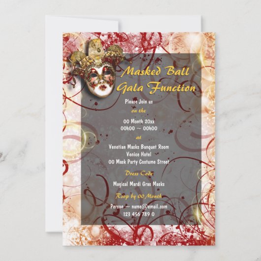 仮面ベネチアンマルディグラパーティー 招待状 (裏面)