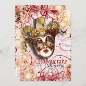 仮面ベネチアンマルディグラパーティー 招待状 (正面/裏面)