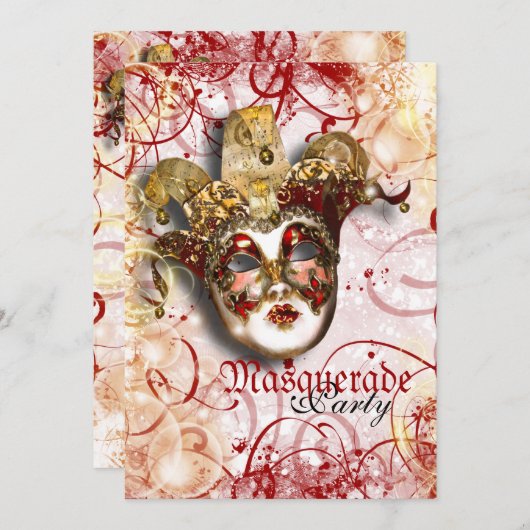 仮面ベネチアンマルディグラパーティー 招待状 (正面/裏面)