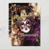 仮面ベネチアンマルディグラパーティー 招待状 (正面/裏面)
