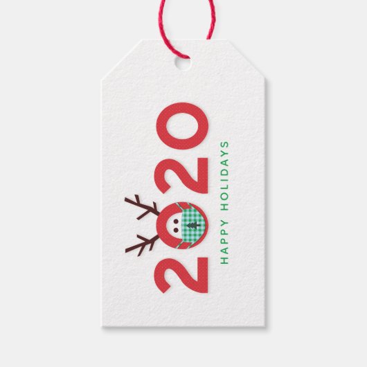 仮面ユーモアのあるトナカイ2020カスタム休日 ギフトタグ (正面)