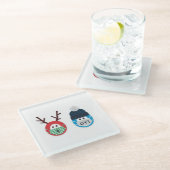 仮面ユーモアのある付きホリデートナカイとオイ! ガラスコースター (アングル)