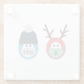 仮面ユーモアのある付きホリデートナカイとオイ! ガラスコースター (裏面)