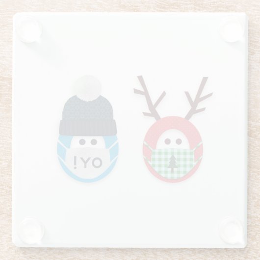 仮面ユーモアのある付きホリデートナカイとオイ！ ガラスコースター (裏面)