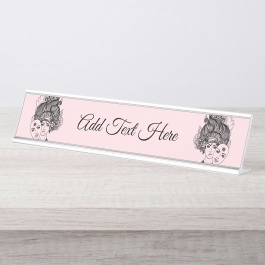 仮面レディーシアタージェミニ〔占星術の〕十二宮図記号 デスクネームプレート (正面)