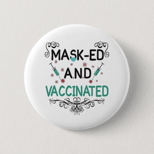 仮面ワクチン接種ナース生活ヴィンテージ贈与 缶バッジ (正面)