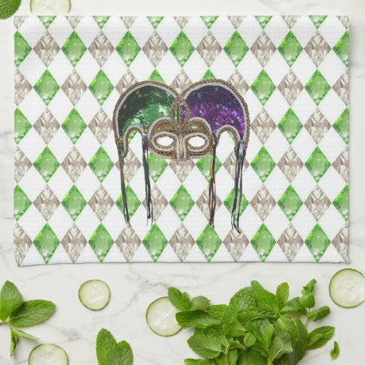 仮面劇のune Paillette キッチンタオル (折り畳み)