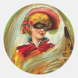 仮面女性ハロウィーンの挨拶 ラウンドシール