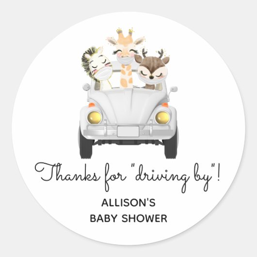 仮面感謝していメッセージカードで動物の運転のため ラウンドシール (正面)