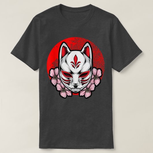 仮面日本の美的狐いなりなりあんアニメ鬼 Tシャツ (デザイン正面)