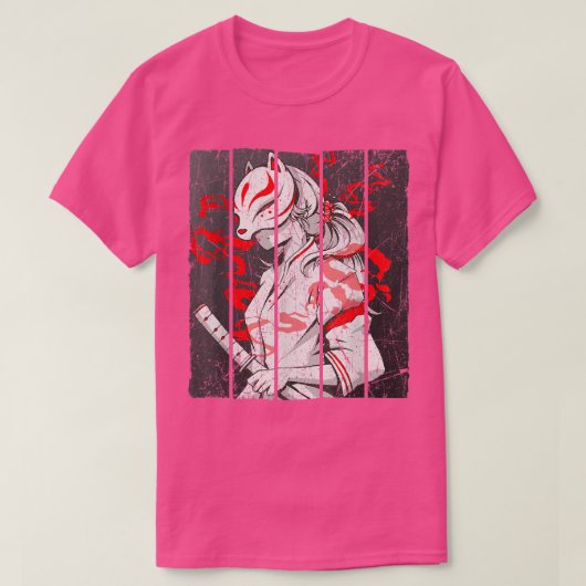 仮面日本の美的狐いなりなりあんアニメ鬼 Tシャツ (デザイン正面)