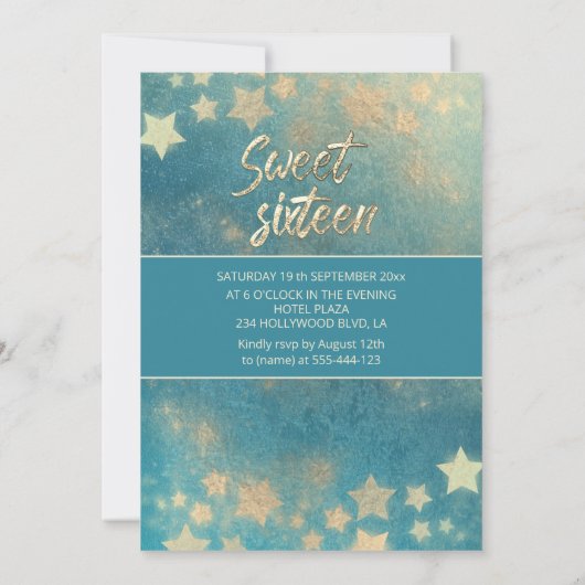 仮面満月と星の書道sweet sixteen 招待状 (裏面)