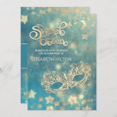 仮面満月と星の書道sweet sixteen 招待状 (正面/裏面)