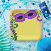 仮面紫色のイエローマスクお洒落星 ペーパープレート (パーティー)