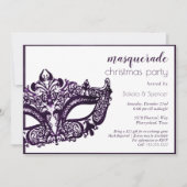 仮面紫色のマスク |マルディグラスホリデーパーティー 招待状 (正面)