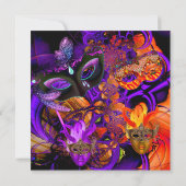 仮面紫色オレンジハローウィンパーティ 招待状 (裏面)