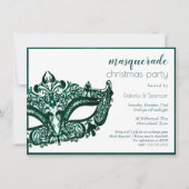 仮面緑のマスク |マルディグラステーマクリスマス 招待状 (正面)