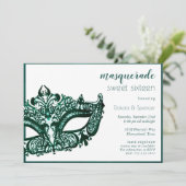 仮面緑のマスク |マルディグラステーマスウィート16 招待状 (スタンド正面)