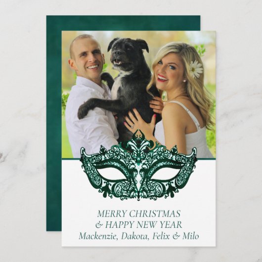 仮面緑のマスク | Mardi Grasテーマ写真 シーズンカード (正面/裏面)