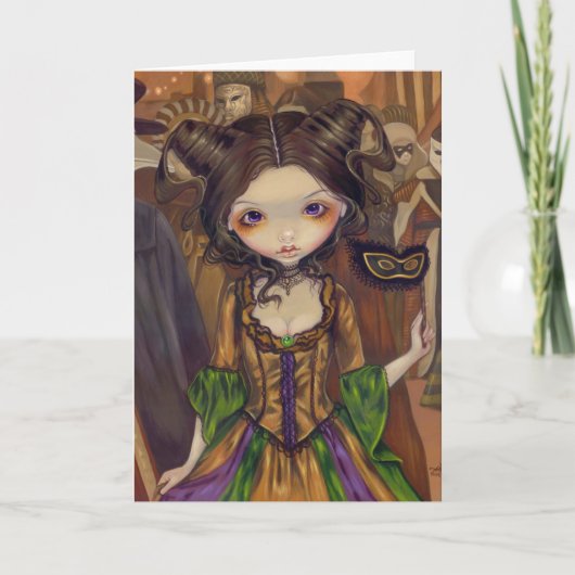 "仮面舞踏会で"の挨拶状 カード (正面)