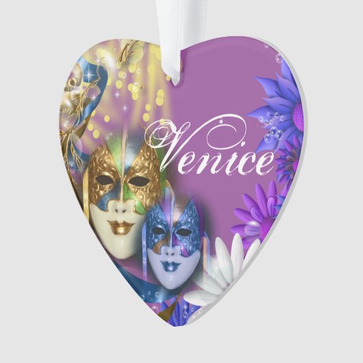仮面舞踏会のキンセアニェラのベニス風のマスクの女の子 オーナメント (正面)