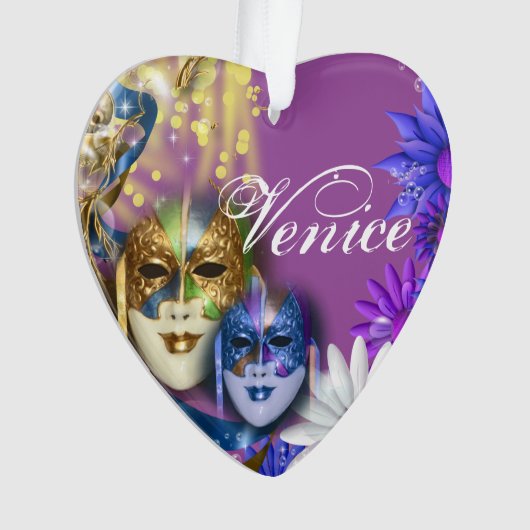 仮面舞踏会のキンセアニェラのベニス風のマスクの女の子 オーナメント (正面)