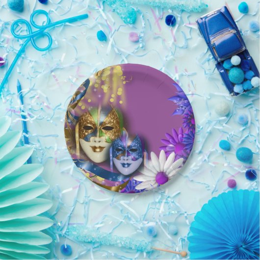 仮面舞踏会のキンセアニェラのベニス風のマスクは個人化なります ペーパープレート (パーティー)