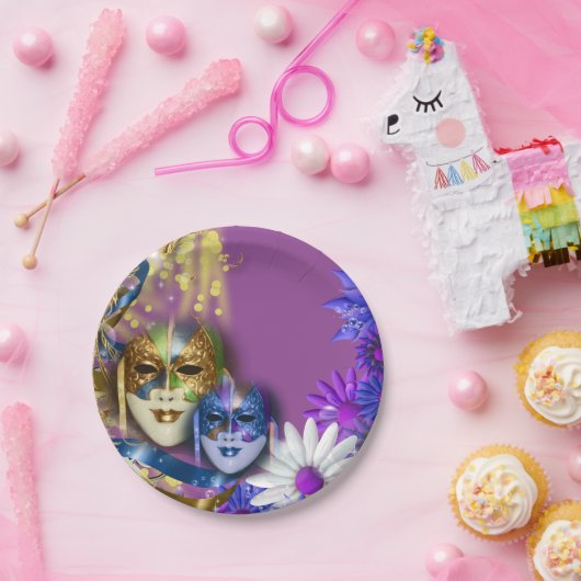仮面舞踏会のキンセアニェラのベニス風のマスクは個人化なります ペーパープレート (パーティー)