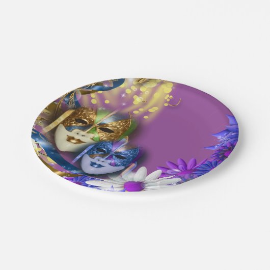 仮面舞踏会のキンセアニェラのベニス風のマスクは個人化なります ペーパープレート (アングル)