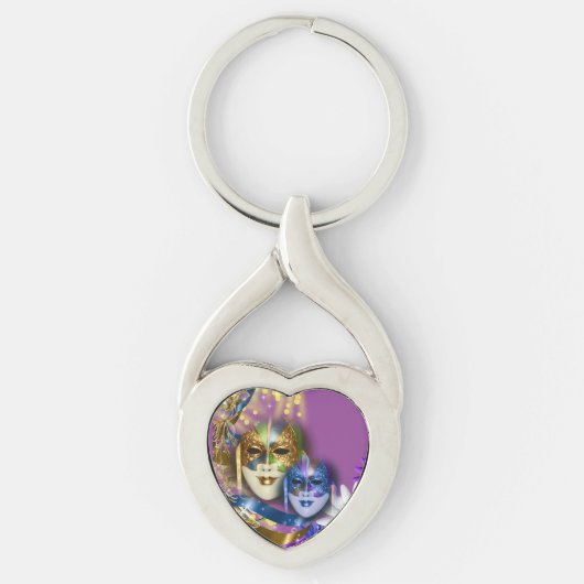 仮面舞踏会のキンセアニェラのベニス風のマスク(ハート) キーホルダー (正面)
