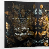 仮面舞踏会のキンセアニエラパーティー招待状 三つ折り招待状 (内部最初)