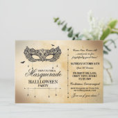 仮面舞踏会のハローウィンパーティの招待のゴシック様式マスクの球 招待状 (スタンド正面)