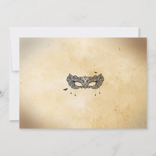 仮面舞踏会のハローウィンパーティの招待のゴシック様式マスクの球 招待状 (裏面)