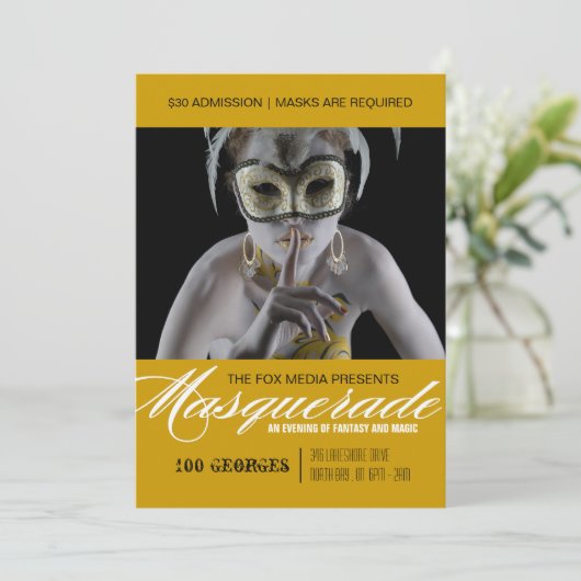 仮面舞踏会のパーティの招待状 招待状 (スタンド正面)