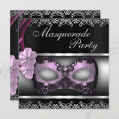 仮面舞踏会のパーティーの招待 招待状 (正面/裏面)