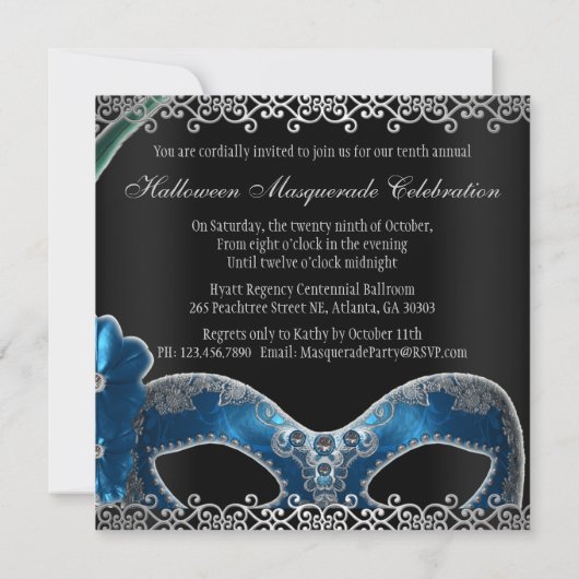 仮面舞踏会のパーティーの招待 招待状 (裏面)