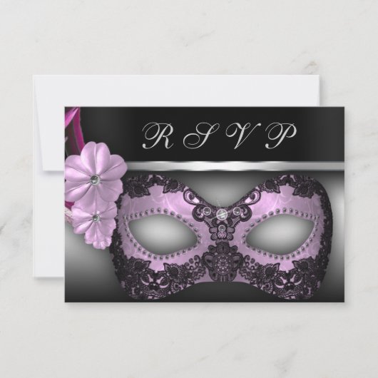 仮面舞踏会のパーティーRSVPの招待 出欠カード (正面)