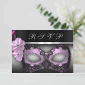 仮面舞踏会のパーティーRSVPの招待 出欠カード (スタンド正面)