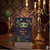 仮面舞踏会のペコック ゴールド・エメラルド 招待状