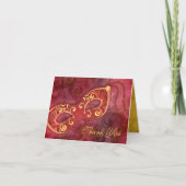 仮面舞踏会のマスクのバーガンディの結婚式は感謝していしています サンキューカード (正面)