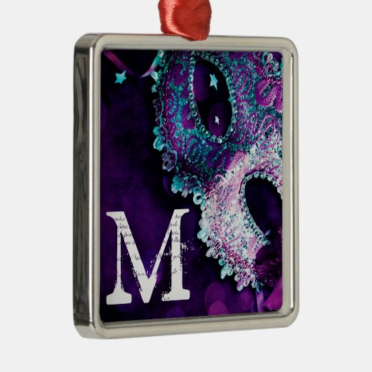 仮面舞踏会のマスクの衣裳のモノグラムのイニシャルのオーナメント メタルオーナメント (右)