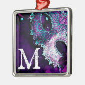 仮面舞踏会のマスクの衣裳のモノグラムのイニシャルのオーナメント メタルオーナメント (左)
