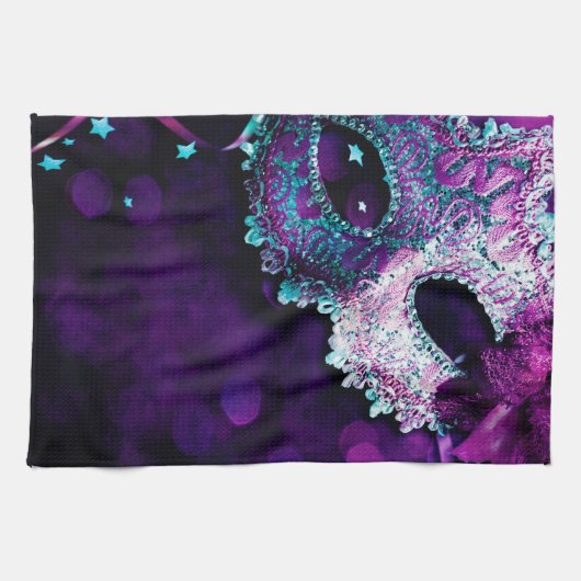 仮面舞踏会のマスクの衣裳のHalloweの台所皿タオル キッチンタオル (横)